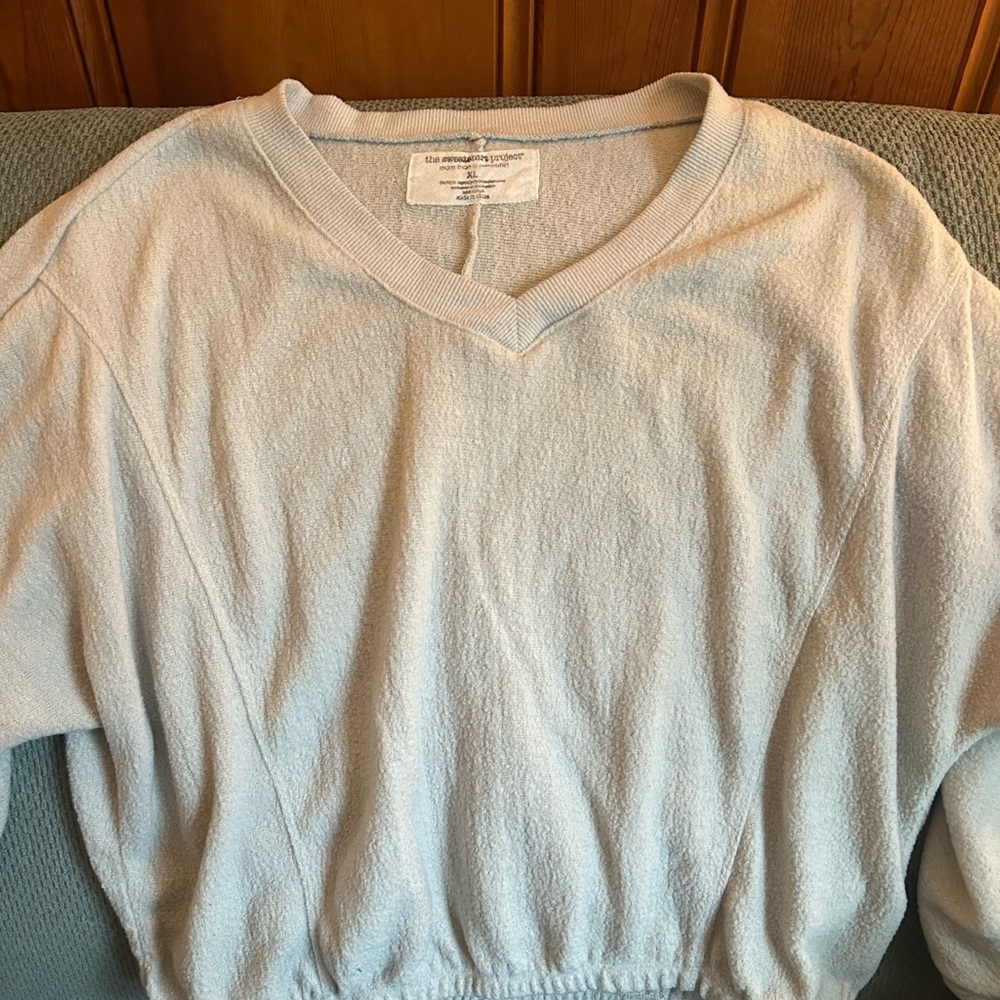 Gray V-Neck Knit Sweater
